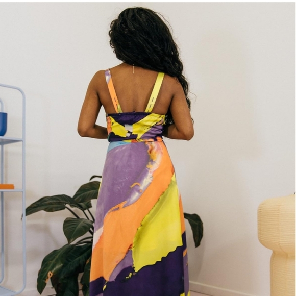 The Drop Multi Abstract Print Button Midi Dress Size 2X NWT P2P 23.5 In - Picture 4 of 8